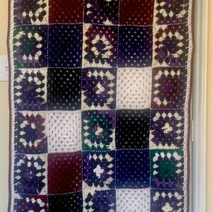 Colorful Crochet Patchwork Blanket 58x32 Baby Blanket or Couch Throw